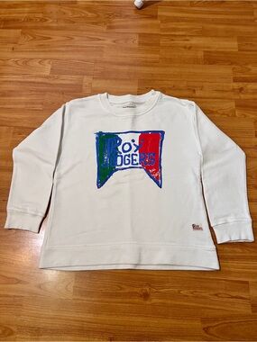 Roy Rogers Boys White Sweatshirt with Red and Black Logo Patch